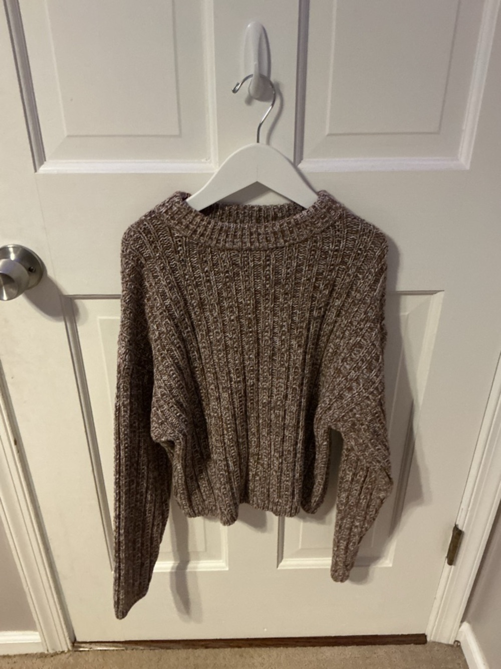 Universal Thread Marled Brown Ribbed Crewneck Sweater